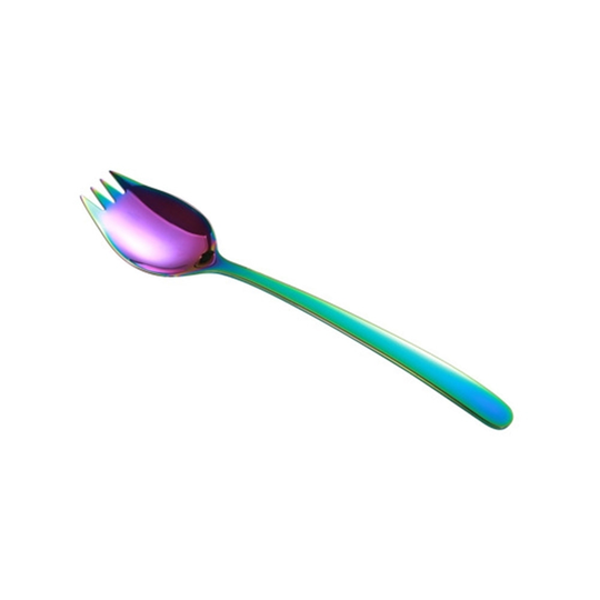 LAN 2 in 1 Stainless Steel Spork Salad Noodles Fork Spoon Travel Picnic Tableware - multicolor