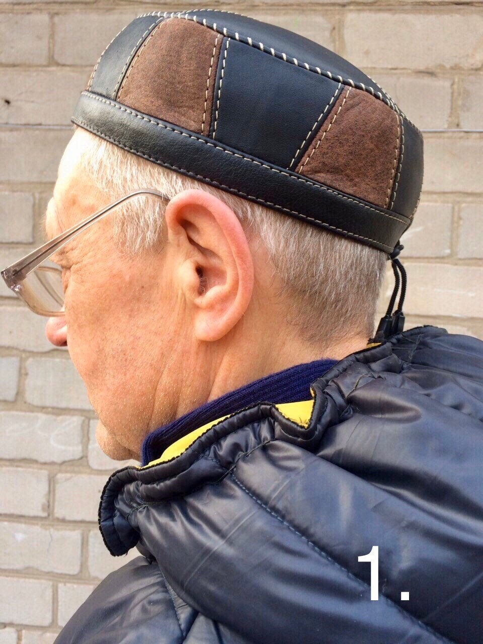 Leather Kufi Black & Brown andmade - Men's Kufi Yarmolka Kippah Muslim Ramadan Hat