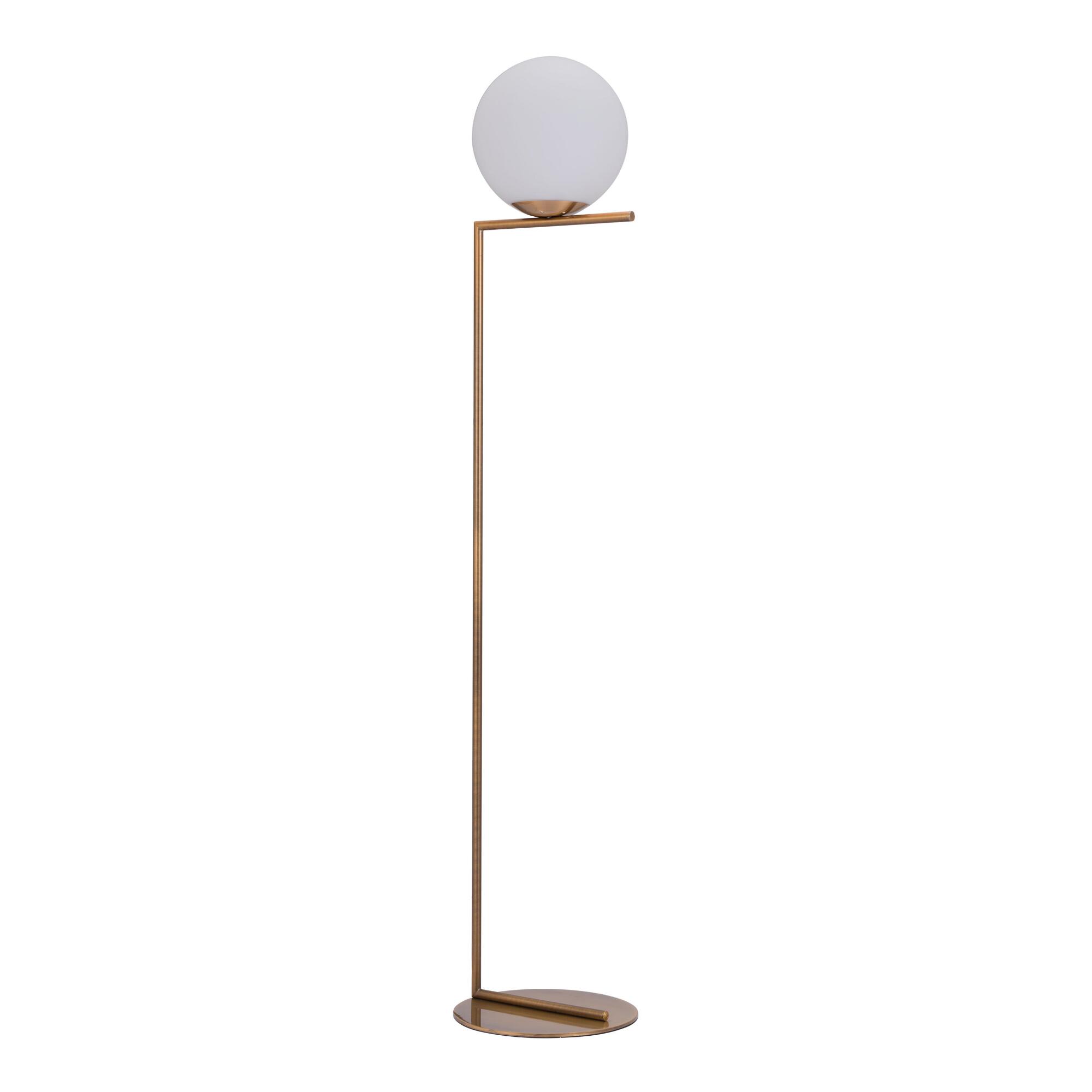 Brass and Frosted Glass Sphere Hudson Floor Lamp: Gold by World Market