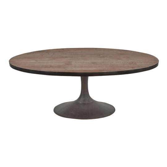 Oval Reclaimed Pine and Metal Gibson Dining Table: Gray - Medium by World Market