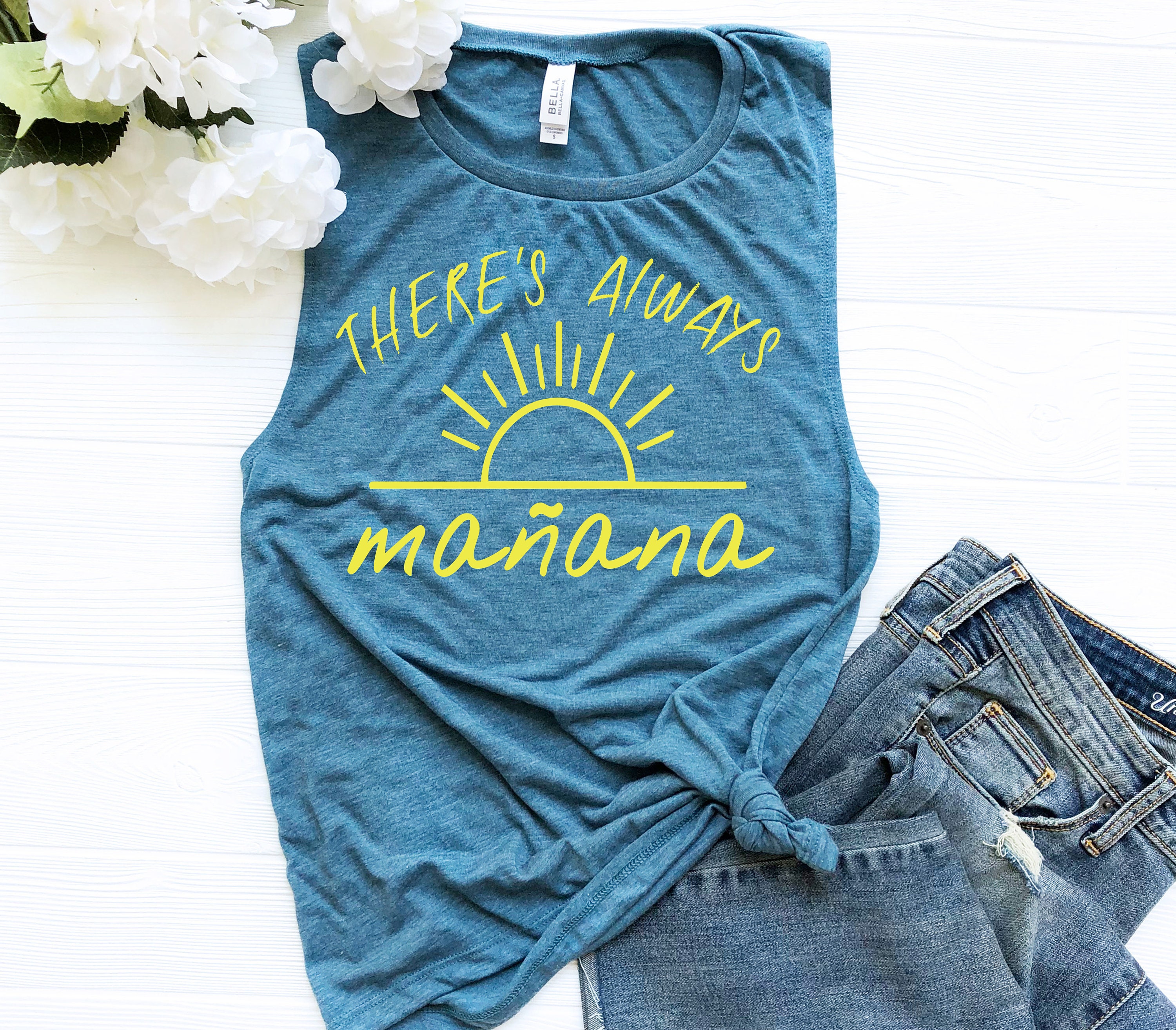 Tank Top Women Funny Shirt There's Always Manana Muscle Free Shipping