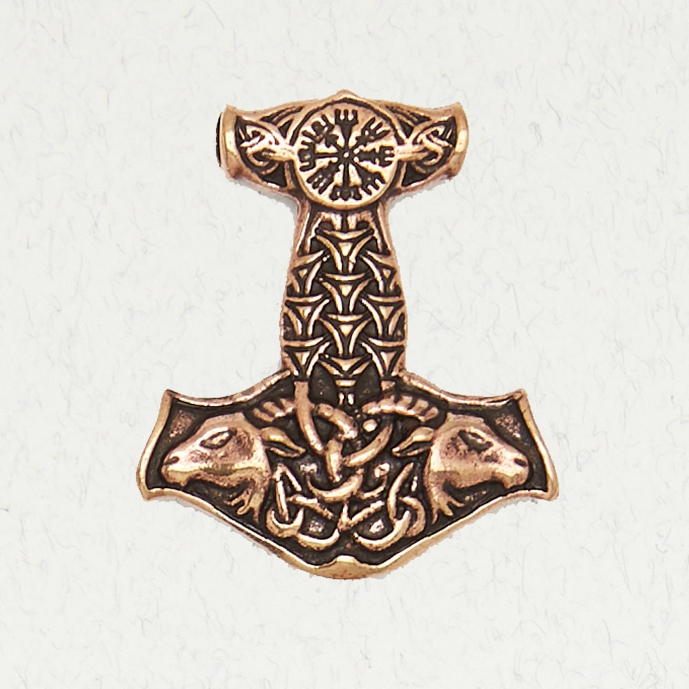 Ram's Hammer-Bronze Medieval Viking Gold Norse Pagan Thor Pendant Jewelry