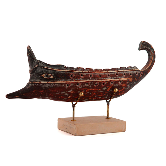 Ancient Greek Trireme Model, Handmade, Hand Painted, Museum Quality With A Base