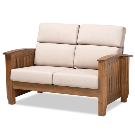 Baxton Studio Charlotte Modern Taupe/Walnut Brown Polyester/Blend Loveseat in Gray | 162-9798-LW