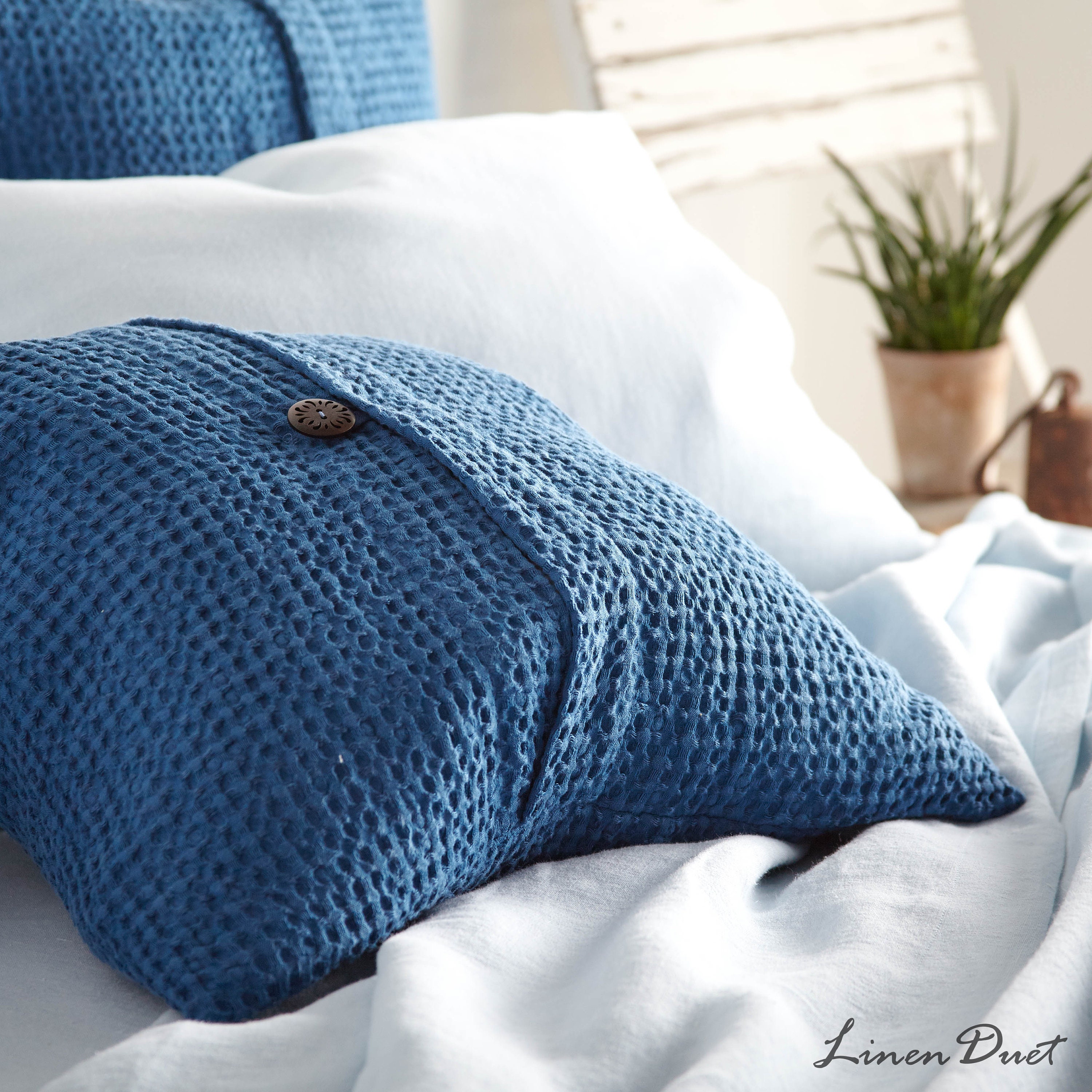 Waffle Linen Pillow Cases, Custom Body Covers, Eco Friendly Decorative Pillows, Personalized Gift Throw Pillowcase, Living Room Decor