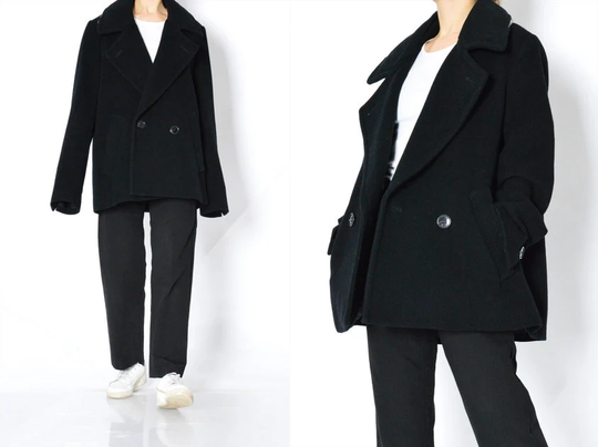 Y2K Zucca Black Minimalist Wool Blend Womens Jacket Size M
