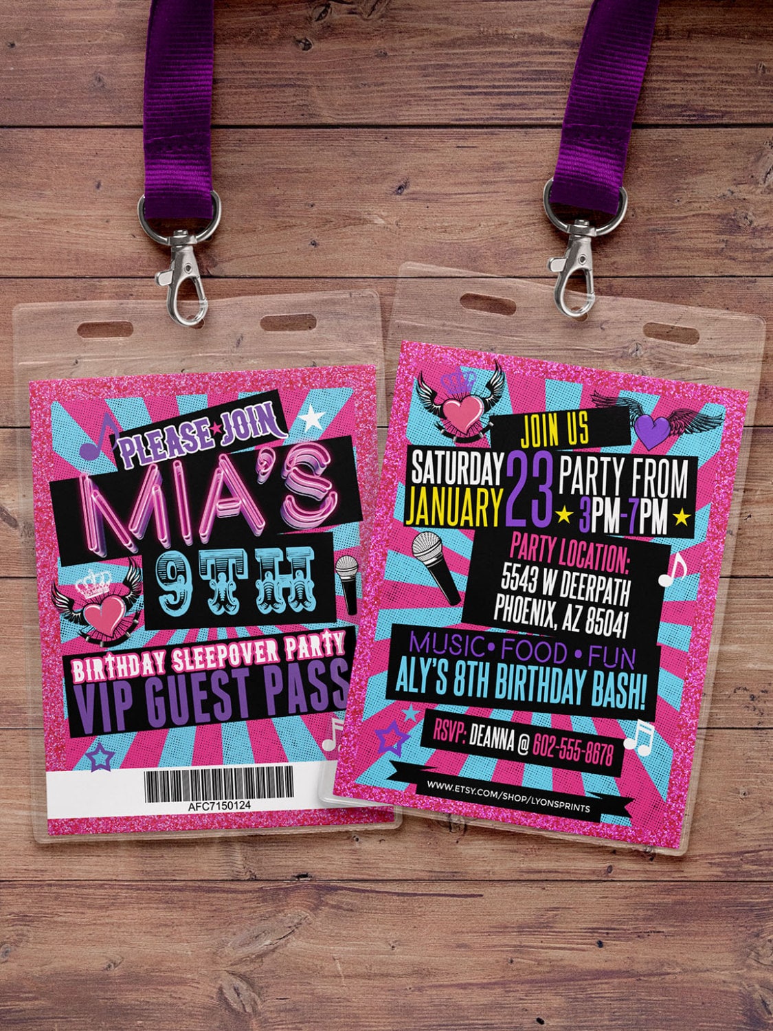 Retro, Neon, Vip Pass, Backstage Pass, Vip Invitation, Birthday Pop Star, Bridal Shower Invite, Rock Star Birthday, Digital File