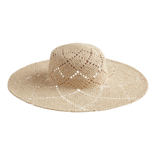Tan Straw Open Weave Diamond Sun Hat: Natural by World Market