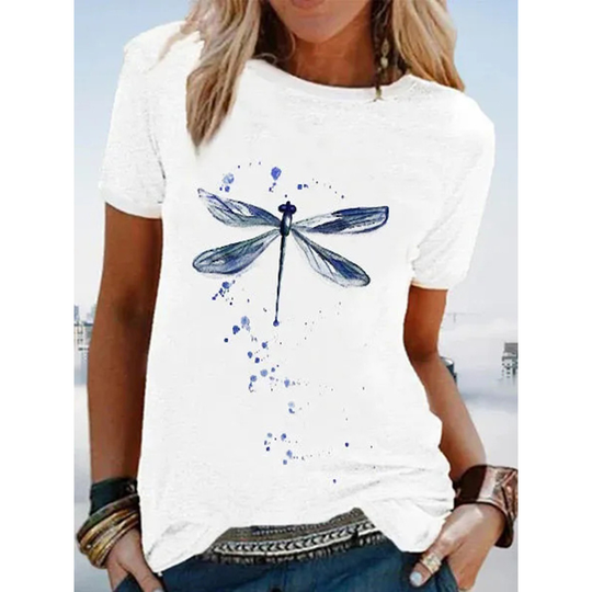 Cotton-Blend Casual Graphic Shirts & Tops - White, Small
