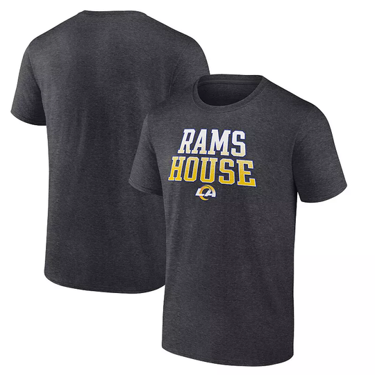 Men's Fanatics Branded Heather Charcoal Los Angeles Rams Big & Tall Rams House Statement T-Shirt, Size: 3XLT, Grey