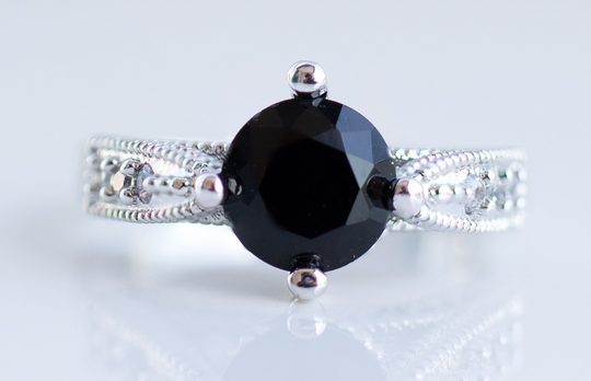 Solid White Gold 14K Black Moissanite Engagement Ring For Women, Wedding Ring, Anniversary Birthstone/Gemstone