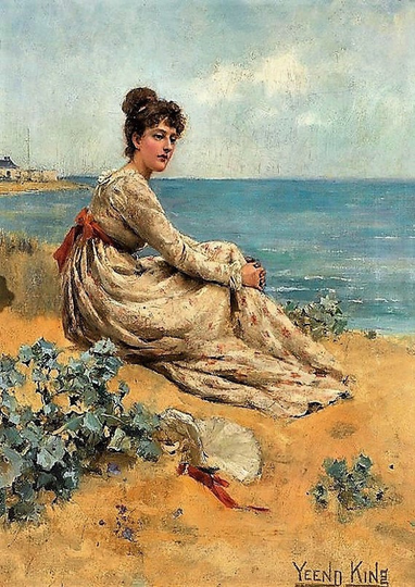Young Woman On The Beach. Cross Stitch. Stitch Patten. Counted Cross Supply. Hand Embroidery Pattern. Pdf Pattern