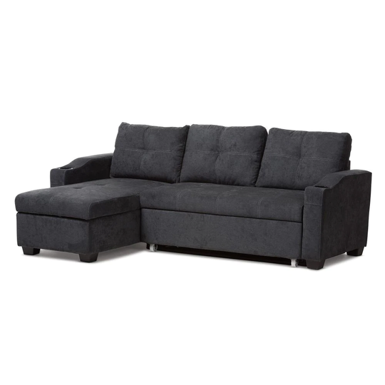 Baxton Studio Lianna Modern Charcoal Polyester/Blend Sectional in Gray | 143-8760-LW