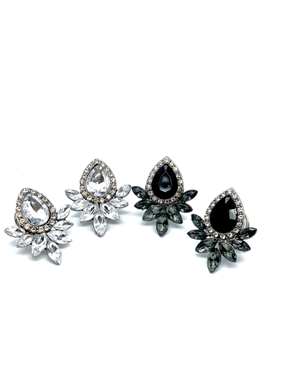 Bling Plug Earrings & Gauged Plugs 14G 16G 8G 12G 10G 6G 4G 2G 0G 1G 00G 000G 1/2" Faux Crystal Ear Plugs, Black Or Clear Rhinestones