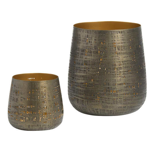 Antique Pewter Tapered Crosshatch Tealight Candle Holder by World Market