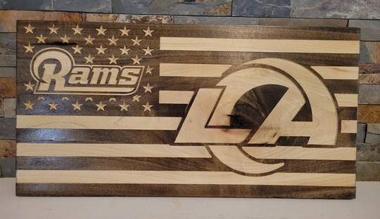 Los Angeles Ram Wooden Flag - Super Bowl Champions