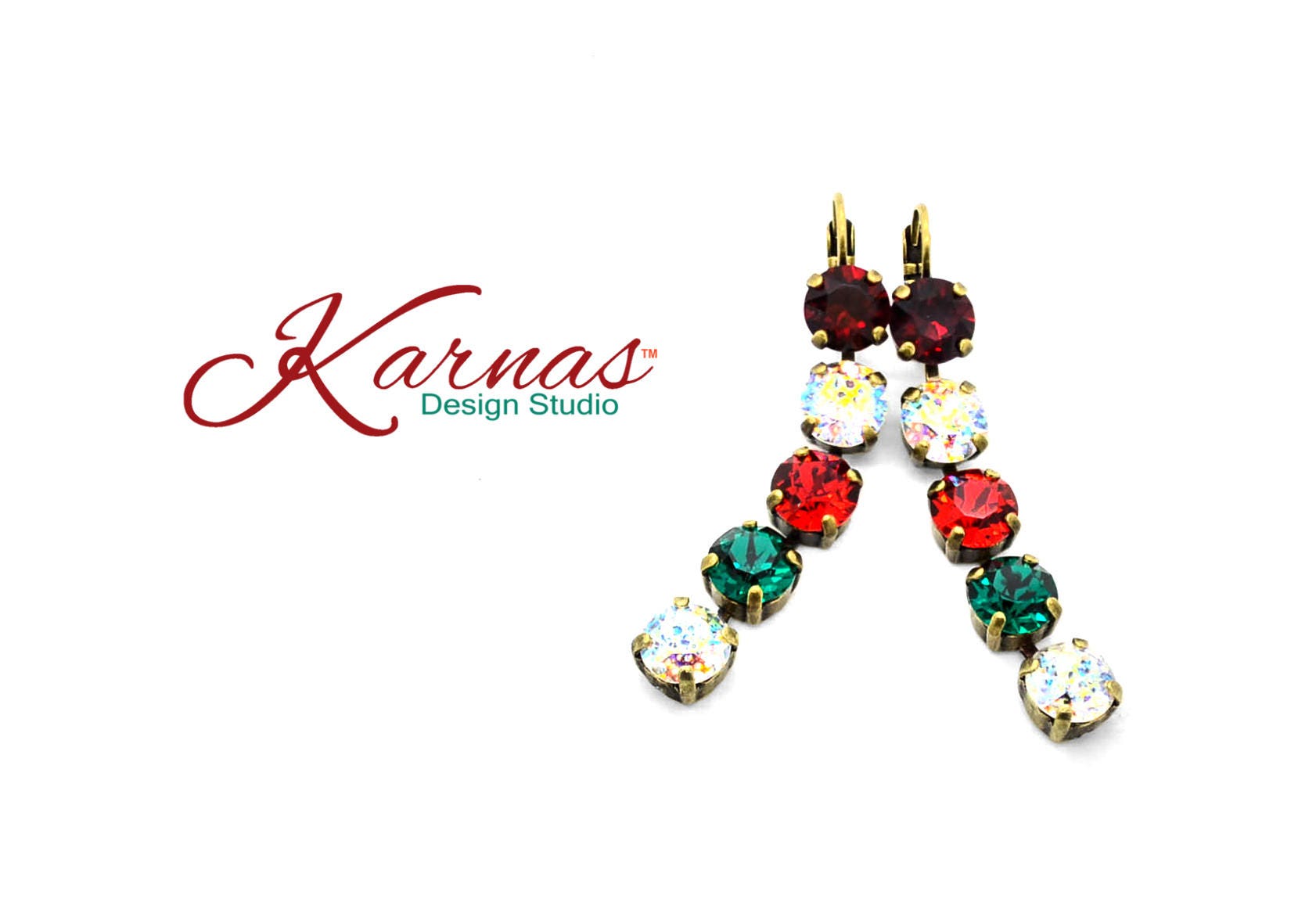Merry Christmas 8mm Five Stone Drop Leverback Made With Crystal Pick Your Finish Karnas Design Studio Free Shipping