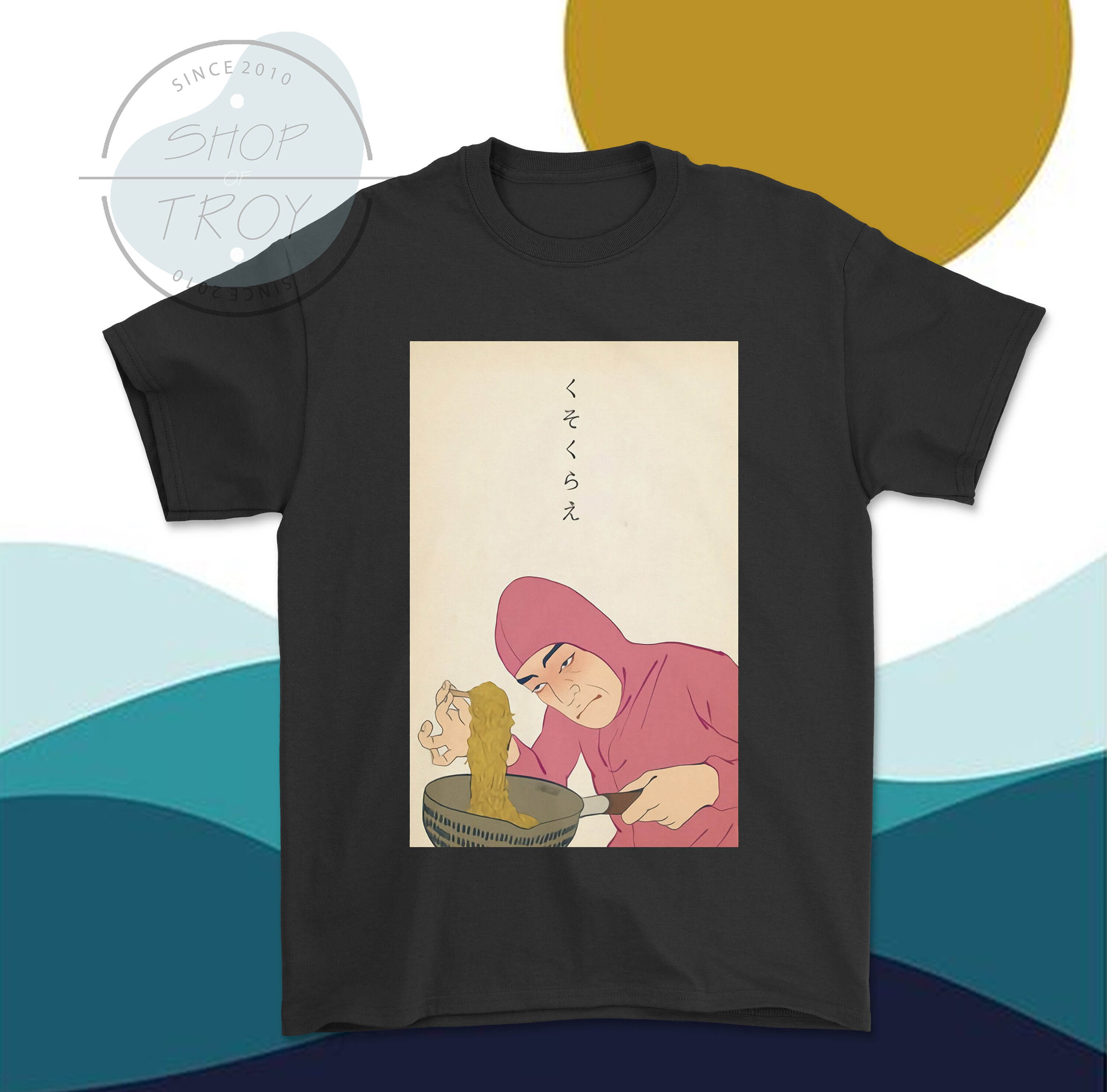 Pink Guy Cuisine Des Ramen Unique Sport Vintage Color Sparly Adorable Comfortable Happy Funny Basic Fashion Unisex Adlut Black T-Shirt