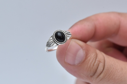 Vintage Ring-Antique Style Ring-Black Gemstone Onyx Ring-925 Silver Ring-Boho Ring-Stackable Ring-Onyx Jewelry-Gift For Woman