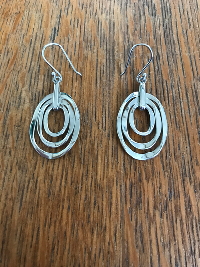 sterling Silver Circular Drop Dangle Earrings