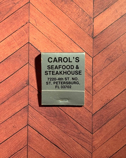 Vintage Matchbook, Carols, Seafood & Steakhouse, Restaurant, St Petersburg, Fl, with 20 Match Sticks, Free Ship in Usa