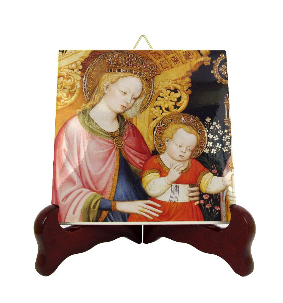 Catholic Wall Decor - Madonna & Child Icon On Tile Christian Art Religious Gifts Virgin Mary Jesus Catholic