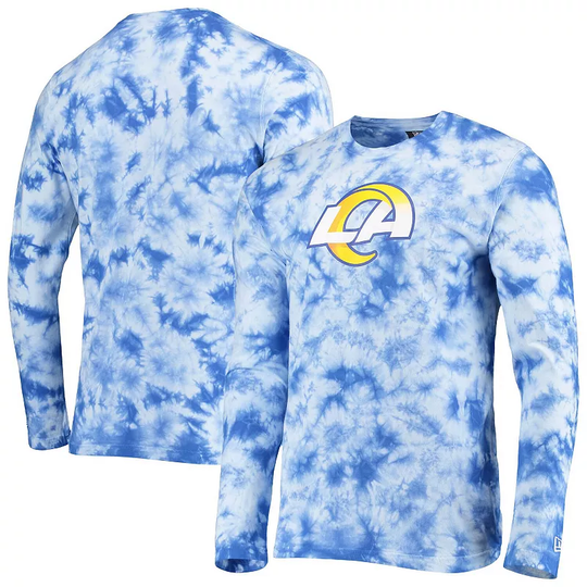 Men's New Era Royal Los Angeles Rams Tie-Dye Long Sleeve T-Shirt, Size: 2XL, Blue