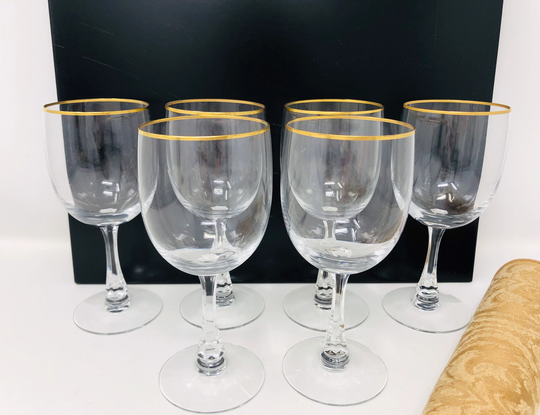 Fostoria Classic Gold Water Goblets Set Of 6 1950S Rimmed Goblet Vintage Rim