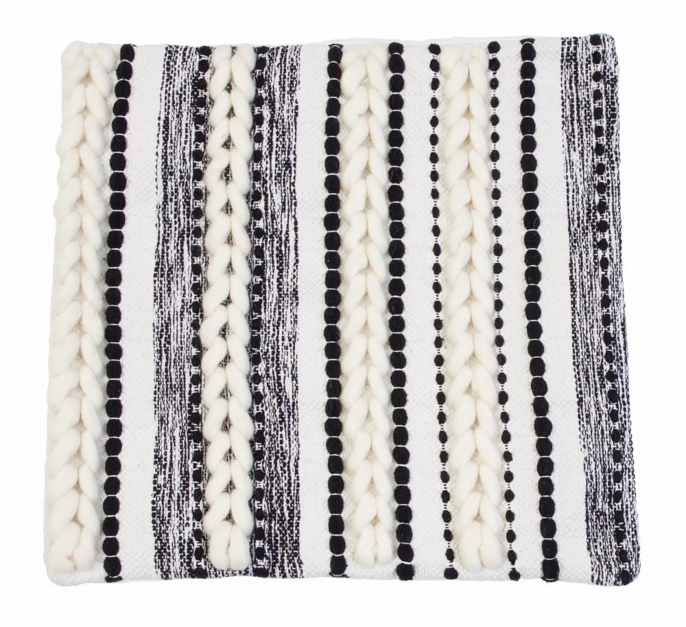 Decor Therapy Thro by Marlo Lorenz 20-in x 20-in Jet Black Knit Cotton Blend Indoor Decorative Cover | TH022094002SE
