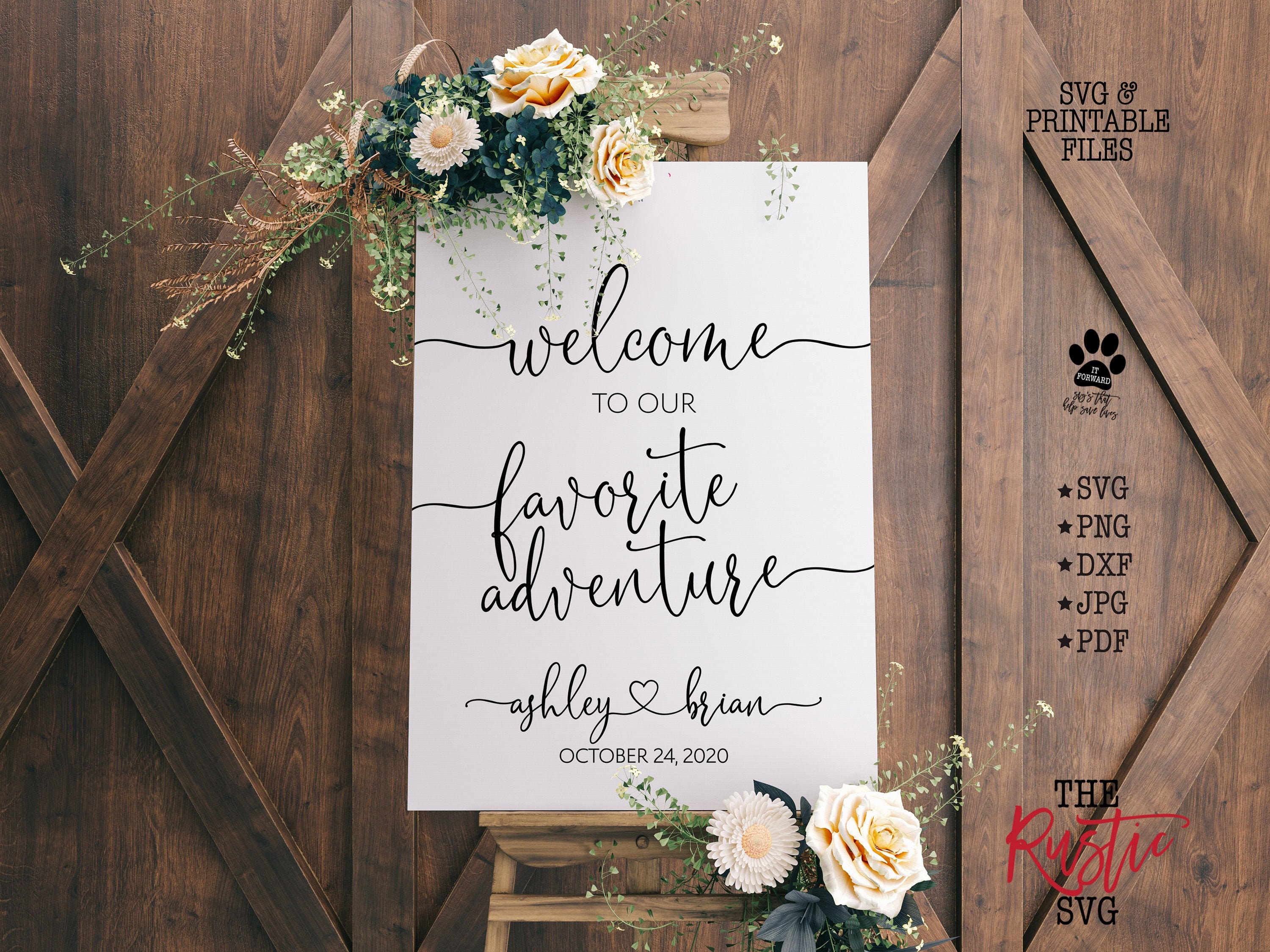 Printable Wedding Welcome Sign, To Our Adventure, Personalized Svg, Jpg, 027