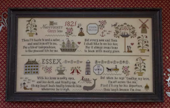 Plum Street Samplers Nantucket Girl's Sampler Counted Cross Stitch Patterns At Thecottageneedle.com Summer Beach Ocean