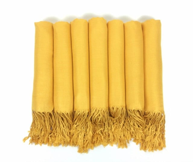 Pashmina Shawl in Mustard Yellow- Bridesmaid Gift, Wedding Favor, Bridal Party Gift - Monogrammable Sorority