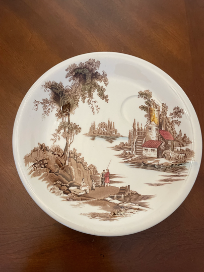 6 Vintage Snack Plates, The Old Mill By Johnson Brothers