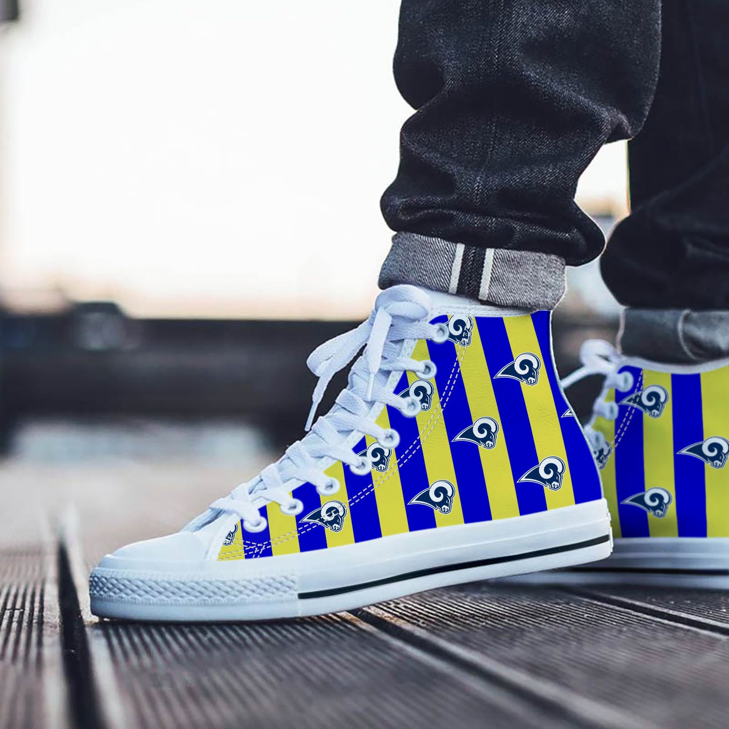 La Rams Shoes, High Top Sneaker, Football Nfl Fan Converse Style Hightop, Custom Shoe, Mom Dad Child Shoe