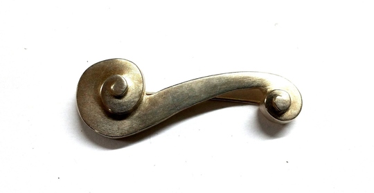 Modern Brushed Sterling Silver Brooch/Pin