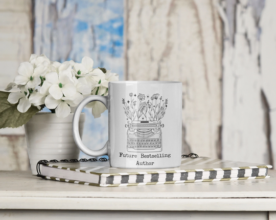 Future Bestselling Author Mug 11Oz Gift For Writer Floral Typewriter Cute Bookish Present Published National Novel