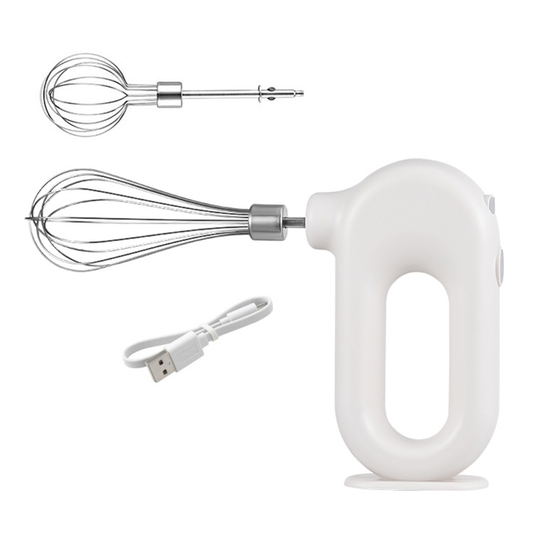 1 Set Egg Mixer Eco-friendly High Speed Plastic Handheld Electric Food Blender for Home - white
