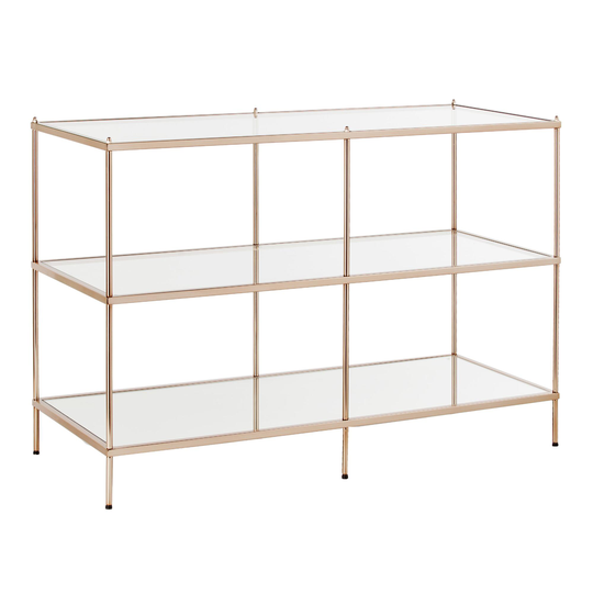 Gold Metal and Glass Aurora Console Table with Shelves by World Market