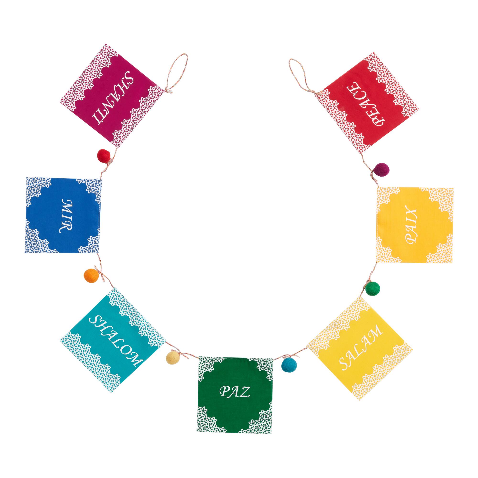 Multicolor Cotton Peace Flag Garland - Fabric by World Market