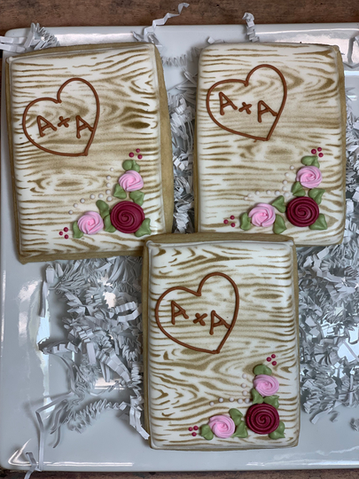 Birch Tree Bridal Shower Cookies, Wedding Cookies
