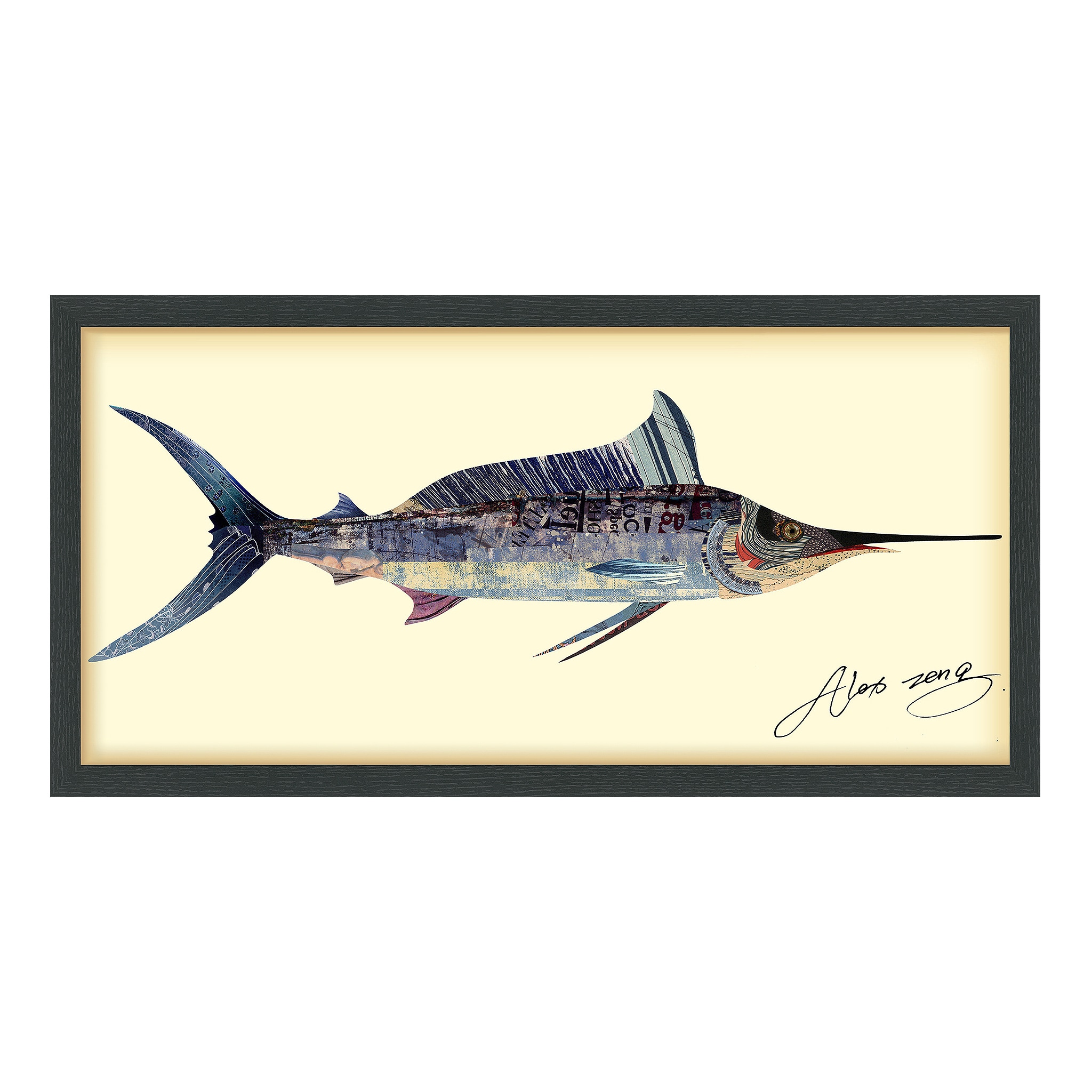 Empire Art Direct Hand Made Collage Framed Wall Art Black Wood Framed 33-in H x 17-in W Animals Glass Print | DAC-041-1733B