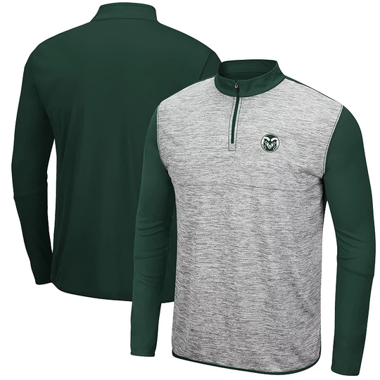 Men's Colosseum Heathered Gray/Green Colorado State Rams Prospect Quarter-Zip Jacket, Size: 2XL, CST Grey