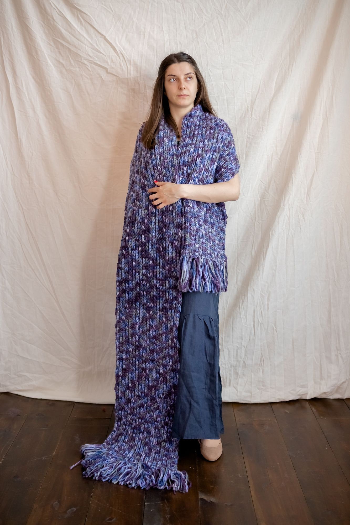 Melange Wool Knit Scarf , Knit Scarf, Chunky , Long , Long , Women Gifts Idea