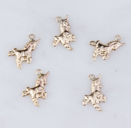 Teeny Tiny Unicorn Charms in Sterling Silver Or Gold Filled, Priced Per 5 Pieces, Jewelry, Mystical Charms, Unicorn, Hcin238