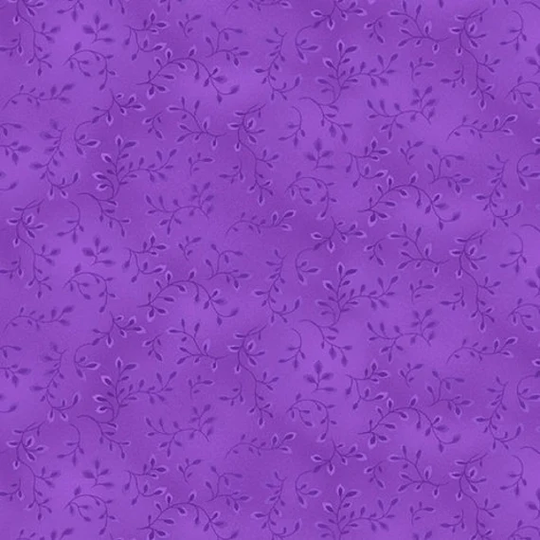 Light Violet Folio Blender Cotton Fabric, Henry Glass Quilting 100% Purple Leafy Vines Violet Tones