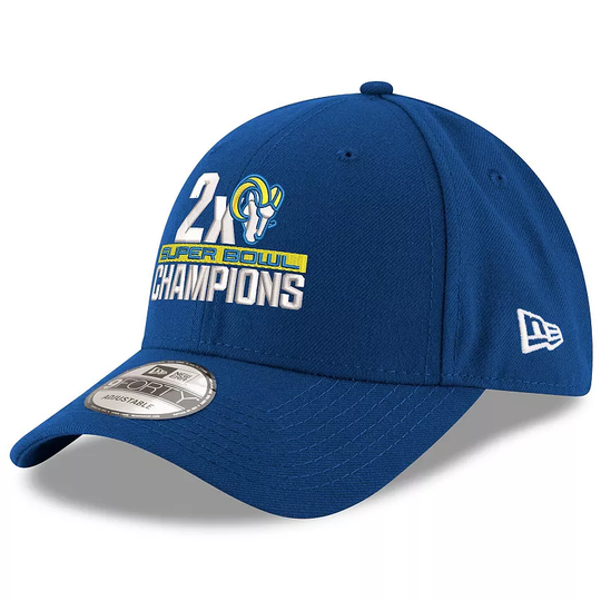 Men's New Era Royal Los Angeles Rams 2-Time Super Bowl Champions 9FORTY Adjustable Hat, Blue