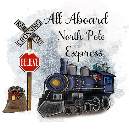 All Aboard North Pole Express Sign, Holiday Train Winter Wreath Craft Embellishment