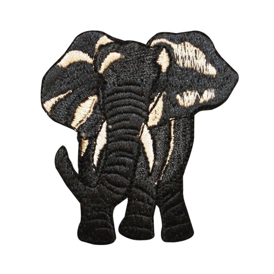 Id 0689 Black Elephant Patch Asian Wild Life Zoo Embroidered Iron On Applique