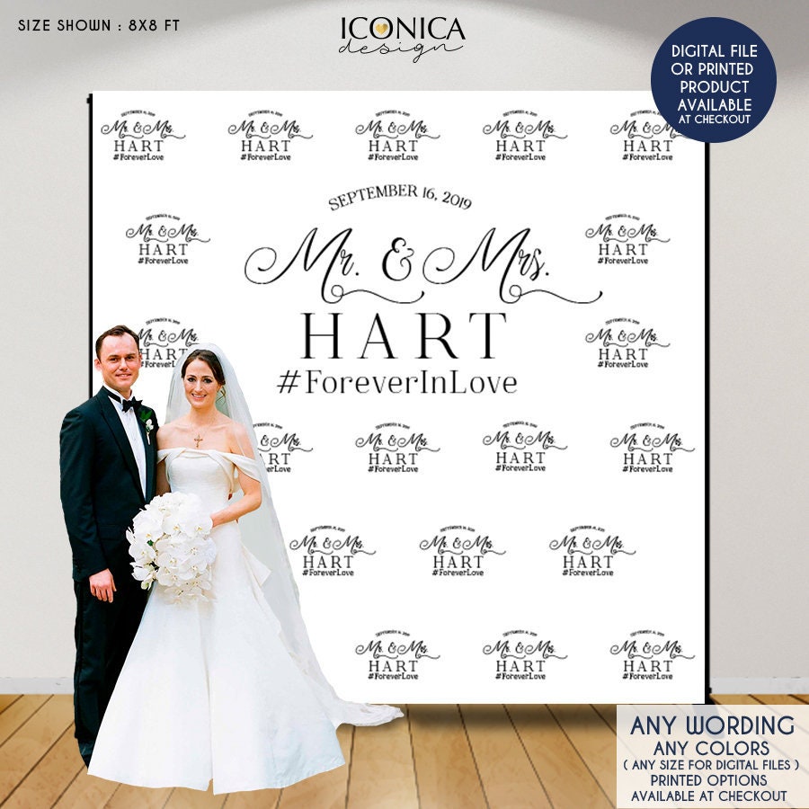 Wedding Photo Booth Backdrop, Custom Step & Repeat Engagement Party Backdrop Red Carpet Banner Printed Or Printable File Bwd0039