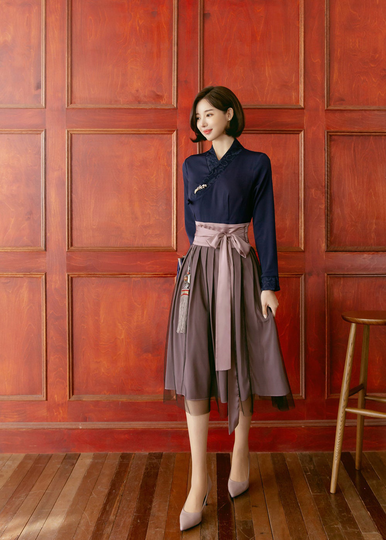 Dawn Navy Modern Hanbok | Women Korean Dress Skirt Dresses For